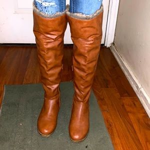 Rouge brown knee high boots women
